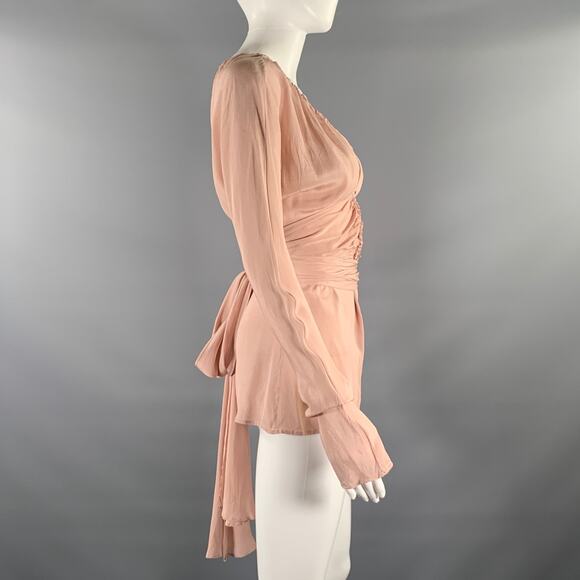 GUCCI Size M Taupe Silk Blouse - Picture 3 of 7